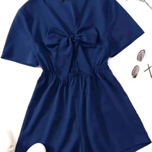 SHEIN Plus Solid Knot Front Romper 2XL (16)